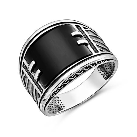 Серебряная печатка с ониксом и чернением