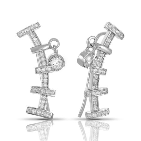 Серьги-каффы из серебра с фианитами