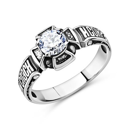 Серебряный перстень с фианитом и чернением