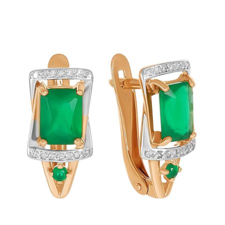 Серьги из золота с агатами и бриллиантами