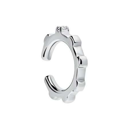 Серебряная серьга с фианитом и родированием