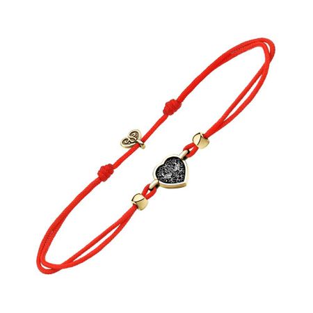 Браслет на нитке с серебряной подвеской с позолотой р. 15-23