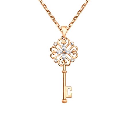 Серебряная подвеска Ключ с фианитами и позолотой 10 шт лот аварийная вставка умный маленький механический ключ лезвие для chery tiggo 8 plus