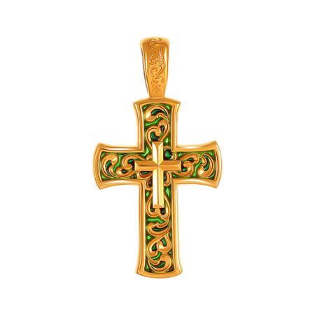 Подвеска-крестик Спаси и Сохрани из серебра с эмалью