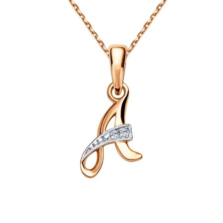 Подвеска буква А из золота с фианитами