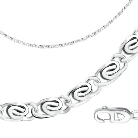 Серебряная цепочка Улитка с родированием