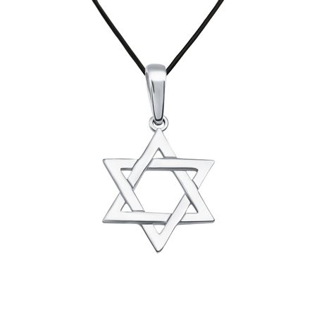 Серебряная подвеска Звезда Давида с родированием