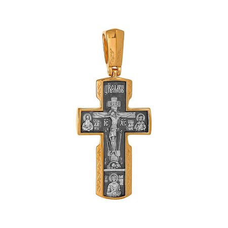 Серебряный крест Целители с позолотой и чернением