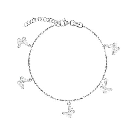 Серебряный браслет Бабочки с эмалью и родированием