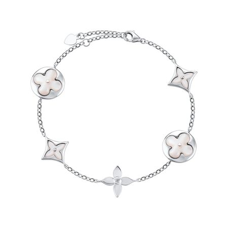 Серебряный жесткий браслет с фианитом и родированием р. 16-19