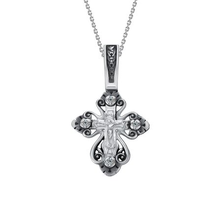 Серебряный крест с фианитами и чернением