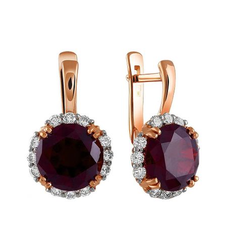 Золотые серьги с кристаллами и бриллиантами