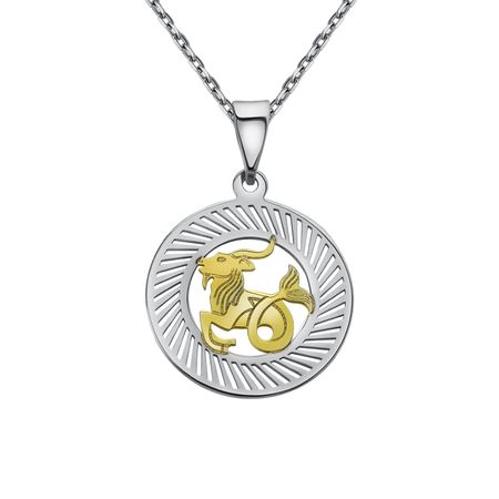 Серебряная подвеска со знаком зодиака Козерог с позолотой и родированием