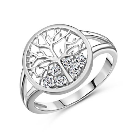 Серебряное кольцо Дерево с фианитами и родированием хру ное денежное дерево