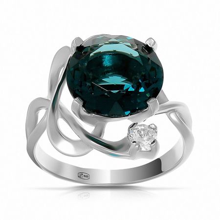 Кольцо из серебра с топазом и фианитом