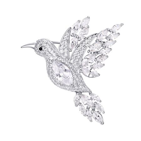 Брошь Колибри из серебра с фианитами для творчества lori вышивка пайетками колибри