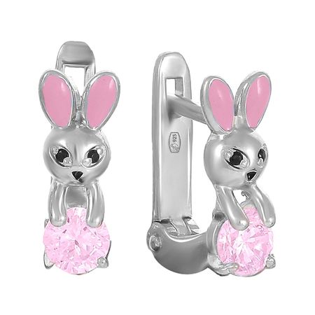 Серьги детские Заяц из серебра с эмалью и фианитами плакат вырубной заяц барабанщик