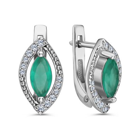 Серьги из серебра с агатами и фианитами