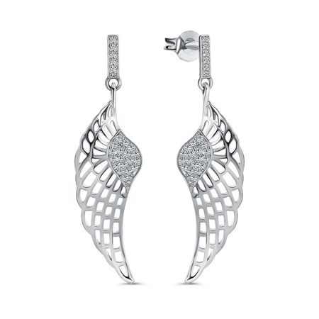 Серебряные серьги Крылья с фианитами и родированием виктор николаевич михеев петербургские крылья америки