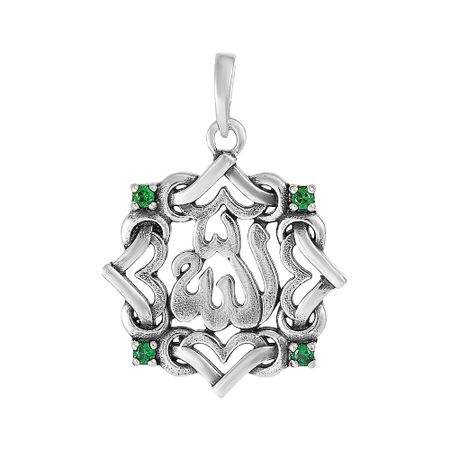 Подвеска мусульманская из серебра с фианитами