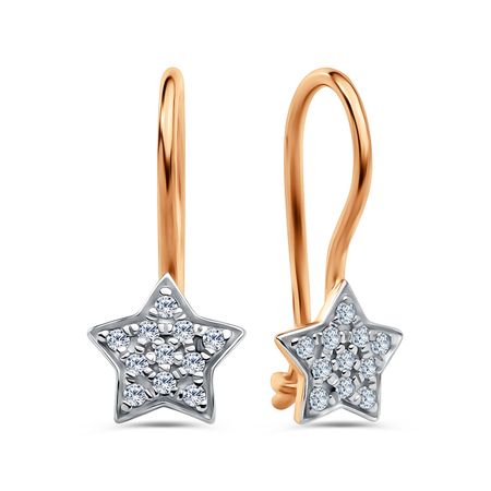 Золотые детские серьги Звезда с фианитами