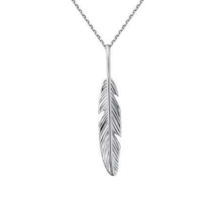 Серебряная подвеска Лист с родированием
