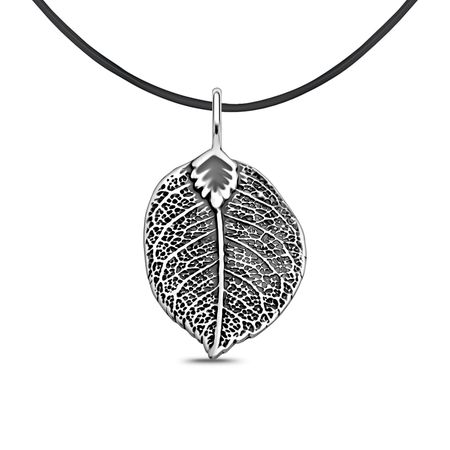 Серебряная подвеска Листок с чернением