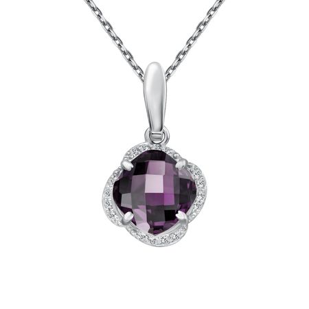 Серебряная подвеска с алпанитом и фианитами с родированием