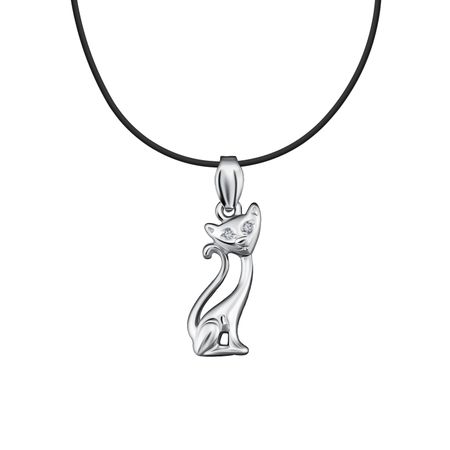 Серебряная подвеска Кошка с фианитами и родированием подвеска maxijoy кошка 9 6см розовая стекло