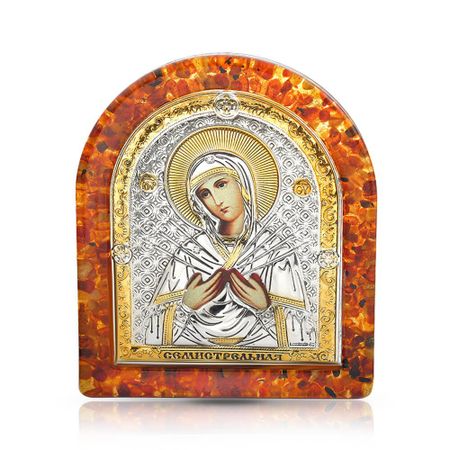 Икона Семистрельная Богородица с позолотой