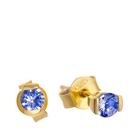 Серебряные серьги с танзанитами и позолотой