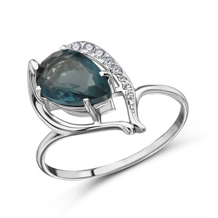 Серебряное кольцо с топазом и с ювелирным стеклом