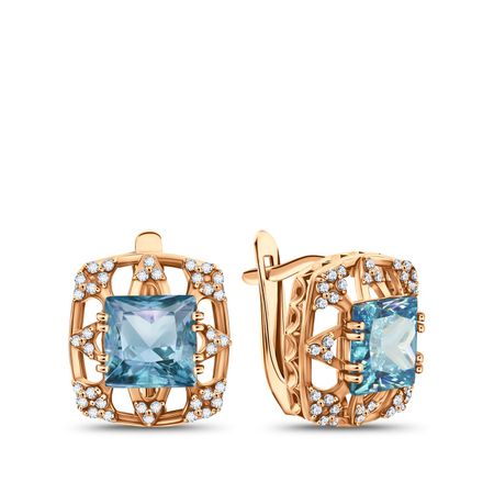 Серебряные серьги с алпанитами и  фианитами с позолотой