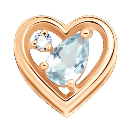 Золотая подвеска с топазом Sky и бриллиантом с родированием