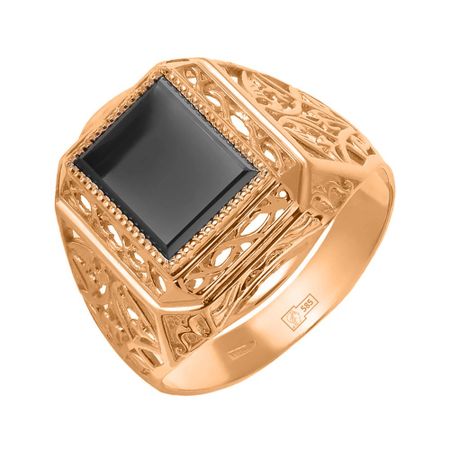 Кольцо-печатка из золота с фианитом