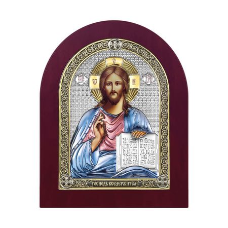 Икона Господь Вседержитель в деревянном контуре с позолотой и эмалью, 11.9х14.4 см