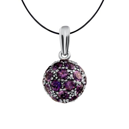 Серебряная подвеска с аметистами и родированием