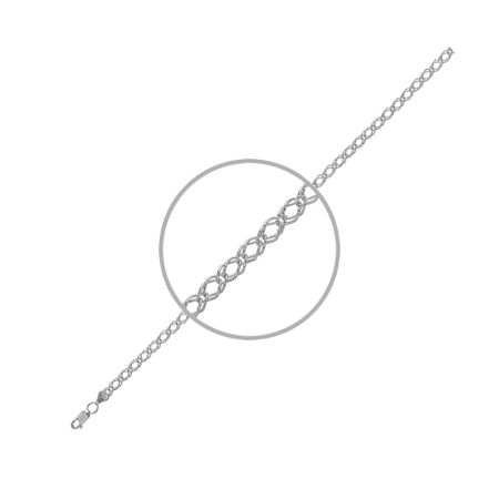 Серебряный браслет Двойной ромб с отделкой паве