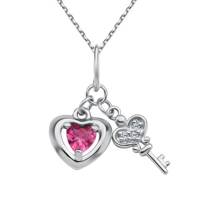 Серебряная подвеска Сердце и ключ с фианитами и родированием перезаписываемый rfid ключ koqzm rw1990