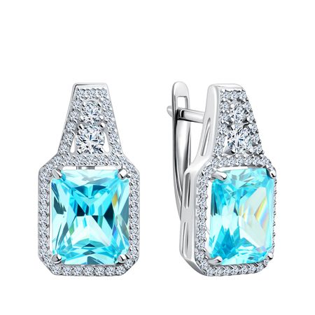 Серебряные серьги с фианитами и платиновым покрытием