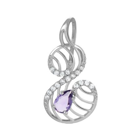 Подвеска из серебра с алпанитом и фианитами