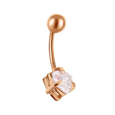 Пирсинг из серебра с фианитом и позолотой