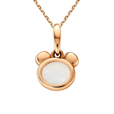 Золотая подвеска Медведь с перламутром