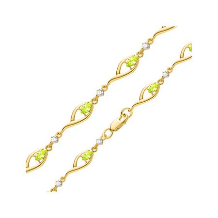 Серебряный браслет с ювелирными кристаллами и фианитами с позолотой