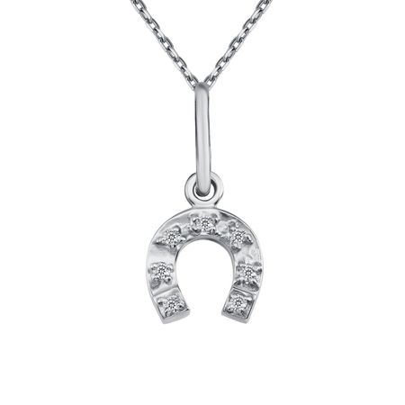 Серебряная подвеска Подкова с фианитами и родированием