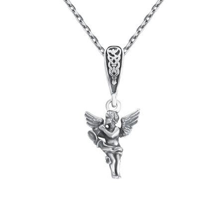 Серебряная подвеска Ангел с чернением