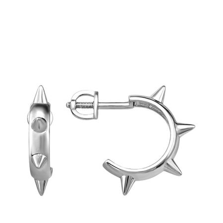 Серебряные серьги Шипы с родированием