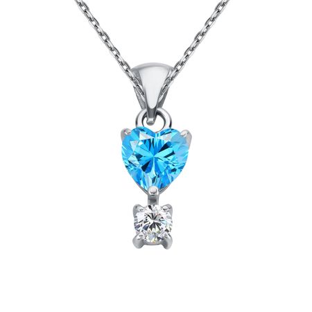 Серебряная подвеска Сердце с топазом и фианитом с родированием