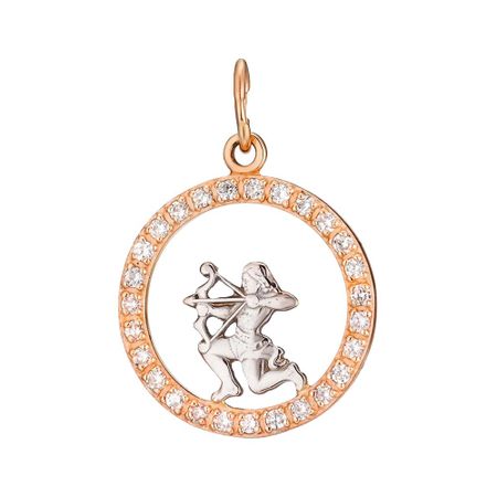 Золотая подвеска с фианитами со знаком зодиака Стрелец
