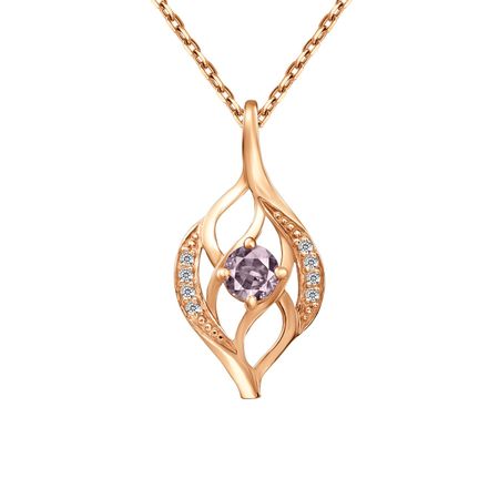 Серебряная подвеска с алпанитом и фианитами с позолотой